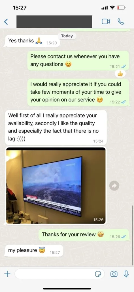Captura de conversa WhatsApp sobre IPTV Tuga número 2
