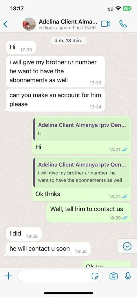Captura de conversa WhatsApp sobre IPTV Tuga número 5